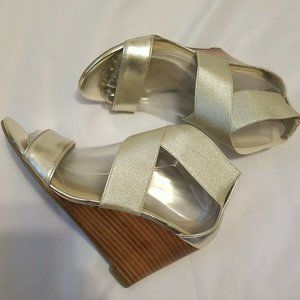 Marc Fisher Women's Gold Wedge Sandal Size 8